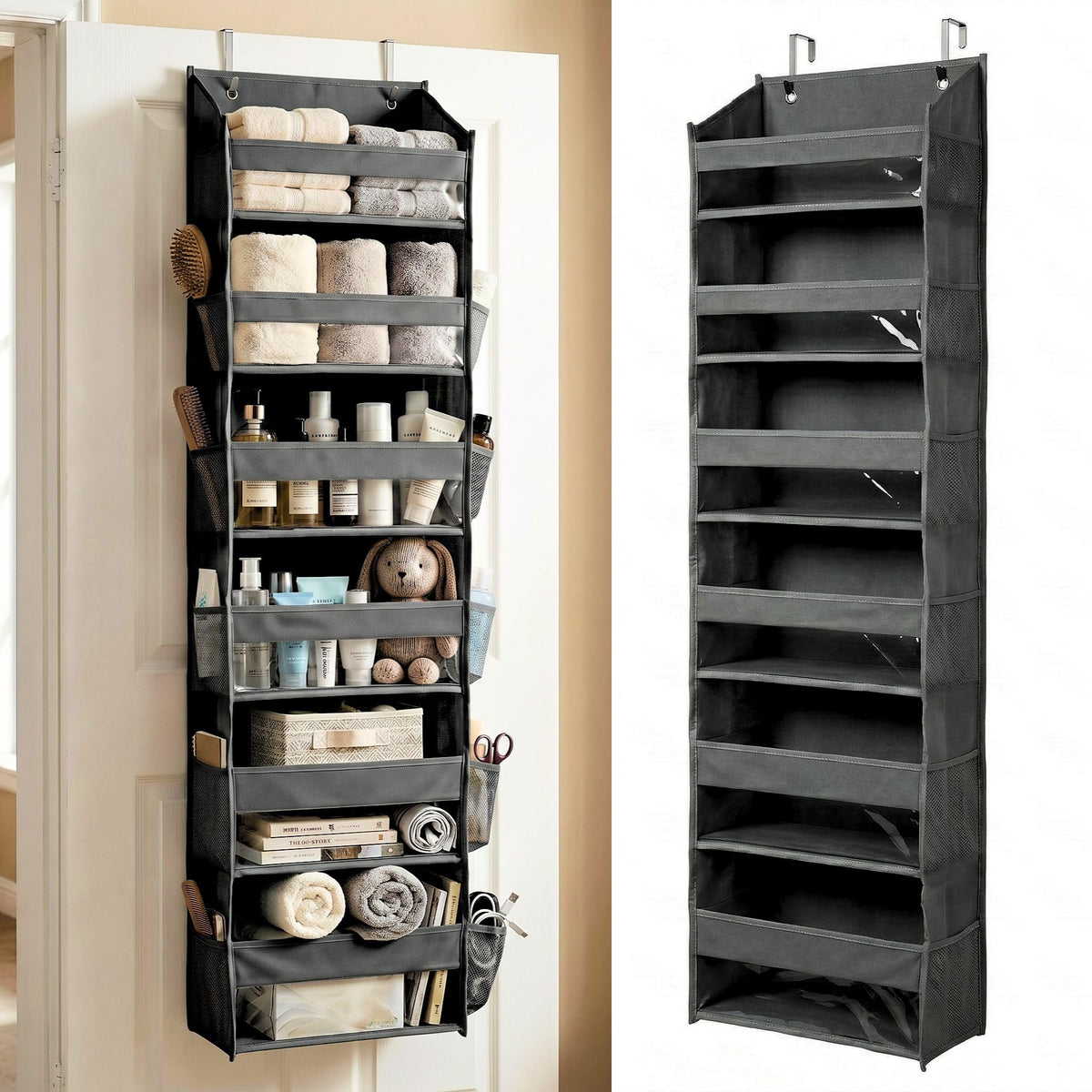 HOMELUX THEORY over-door organizer with 6 pockets for easy closet organization and quick access