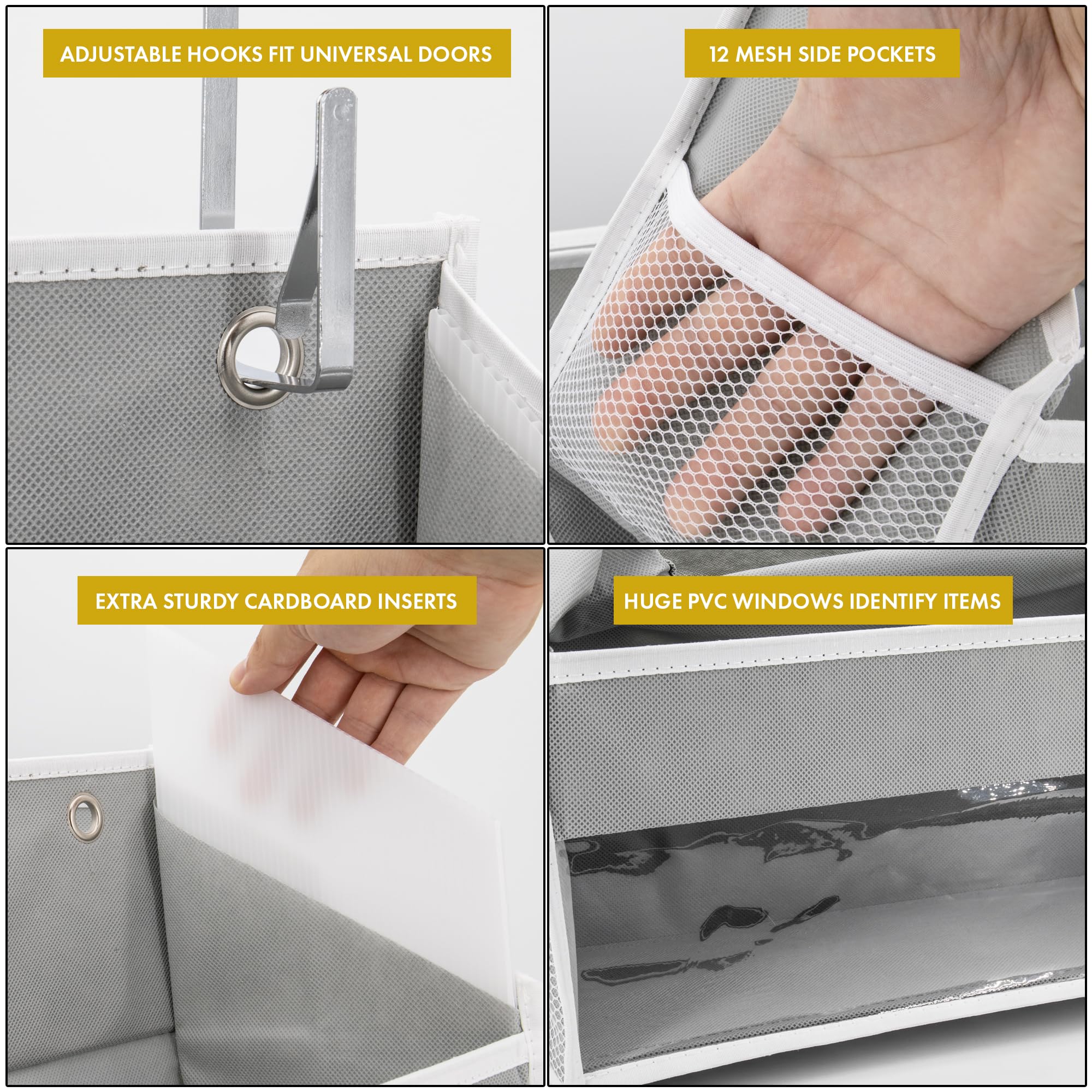 HOMELUX THEORY tilt-resistant design keeps items stable on the door organizer