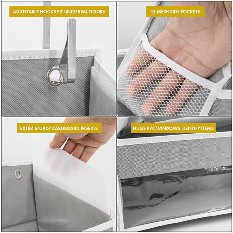 HOMELUX THEORY tilt-resistant design keeps items stable on the door organizer