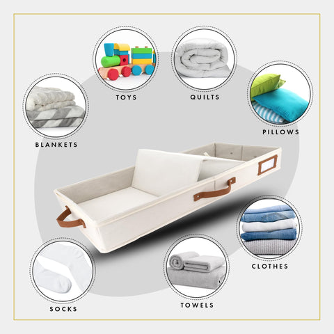 HOMELUX THEORY 33x17x4.5 inch profile accommodates clothing and blankets.