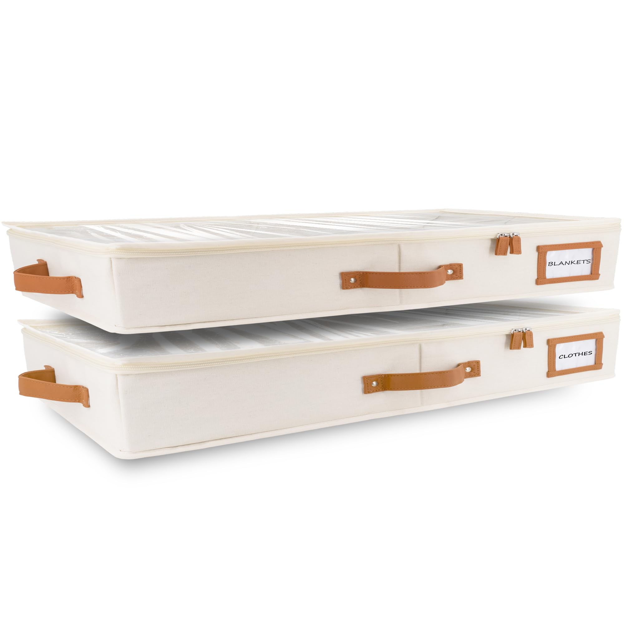 HOMELUX THEORY under-bed storage ivory with lids for space-saving closet solution.