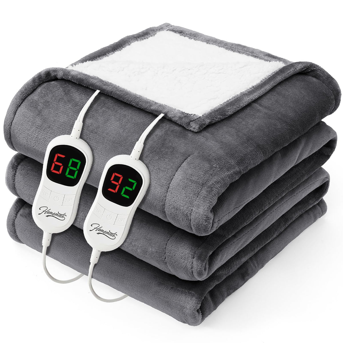 Homemate electric blanket on bed showing queen size coverage for chilly nights
