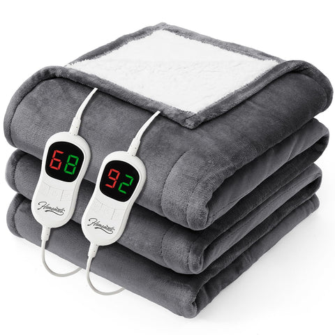 Homemate electric blanket on bed showing queen size coverage for chilly nights