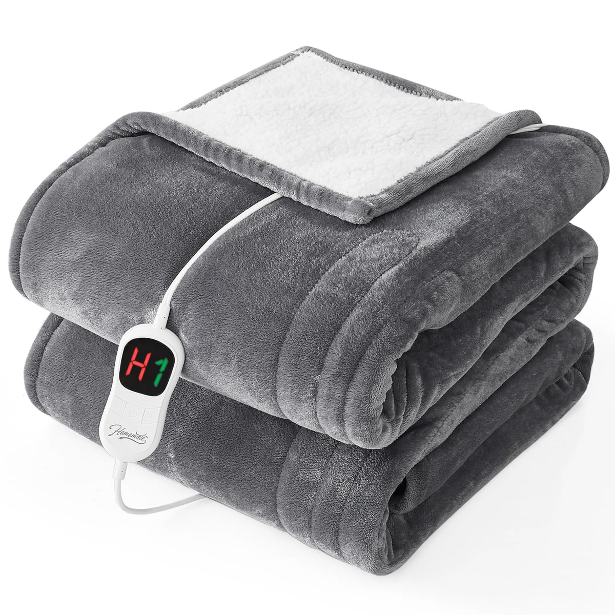 Homemate twin electric heated blanket 62x84 wrapped in plush flannel for cozy warmth