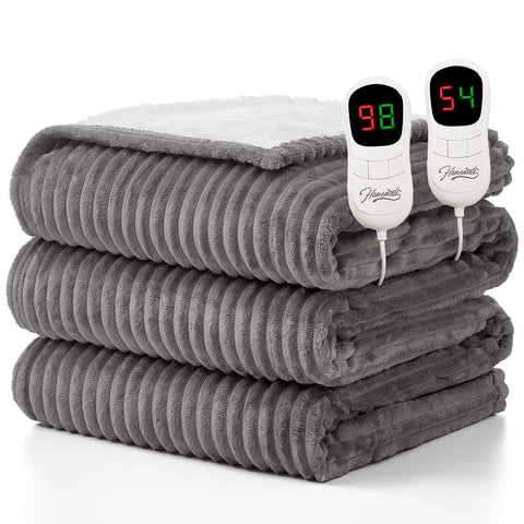 Homemate electric heated blanket on a bed delivers cozy warmth for chilly nights