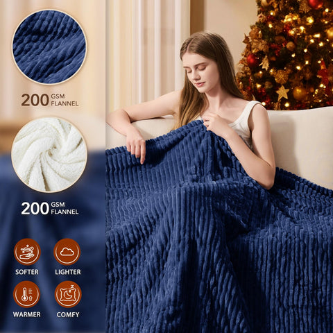 Homemate electric throw with soft flannel sherpa for plush comfort.