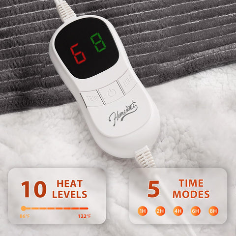 Homemate heated blanket control panel highlights 10 heat levels for customization