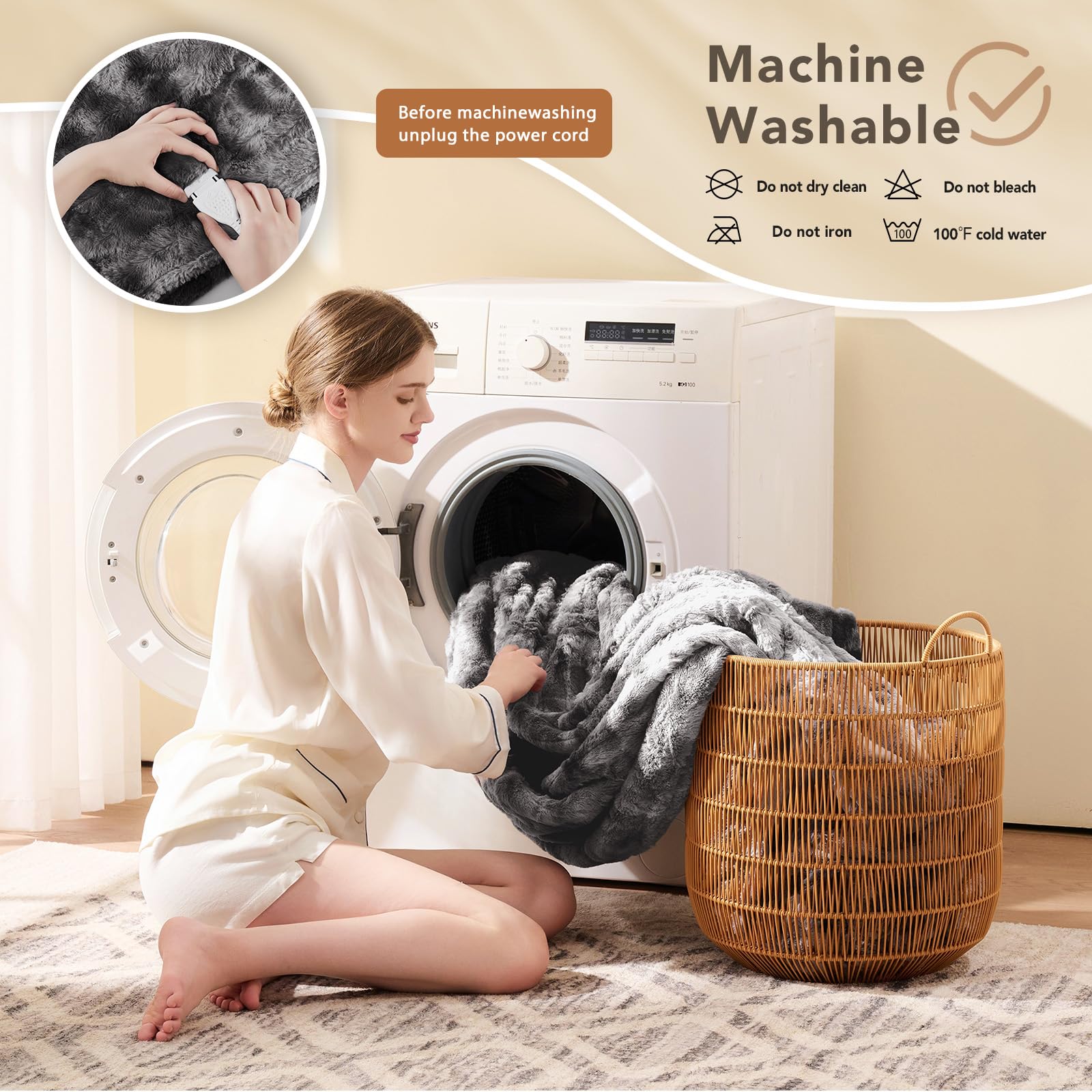 Homemate heated blanket energy saving concept emphasizes efficient winter warmth.