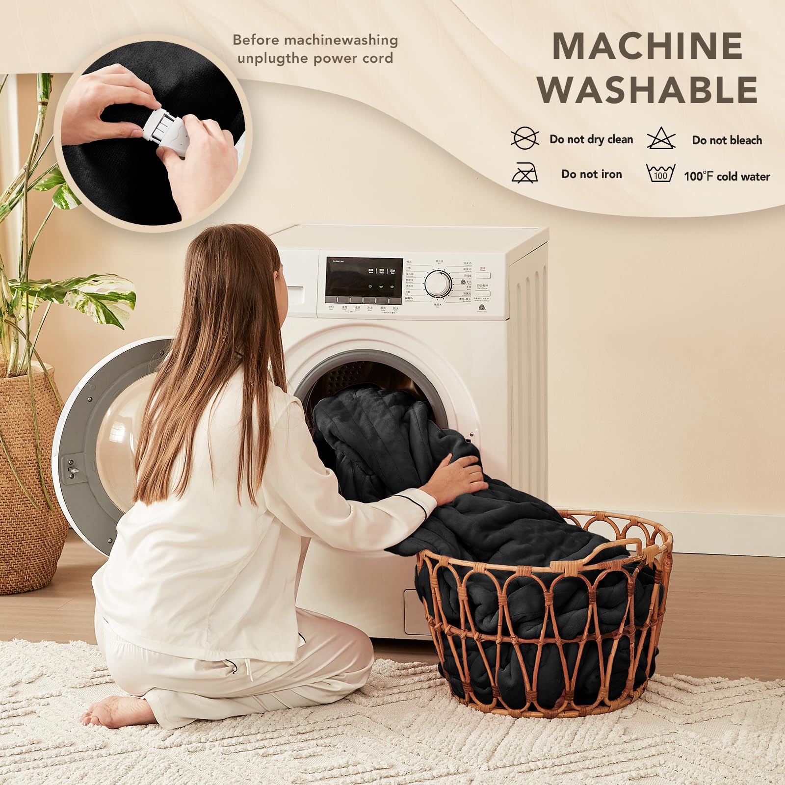 Homemate blanket showing multiple heat levels for comfort