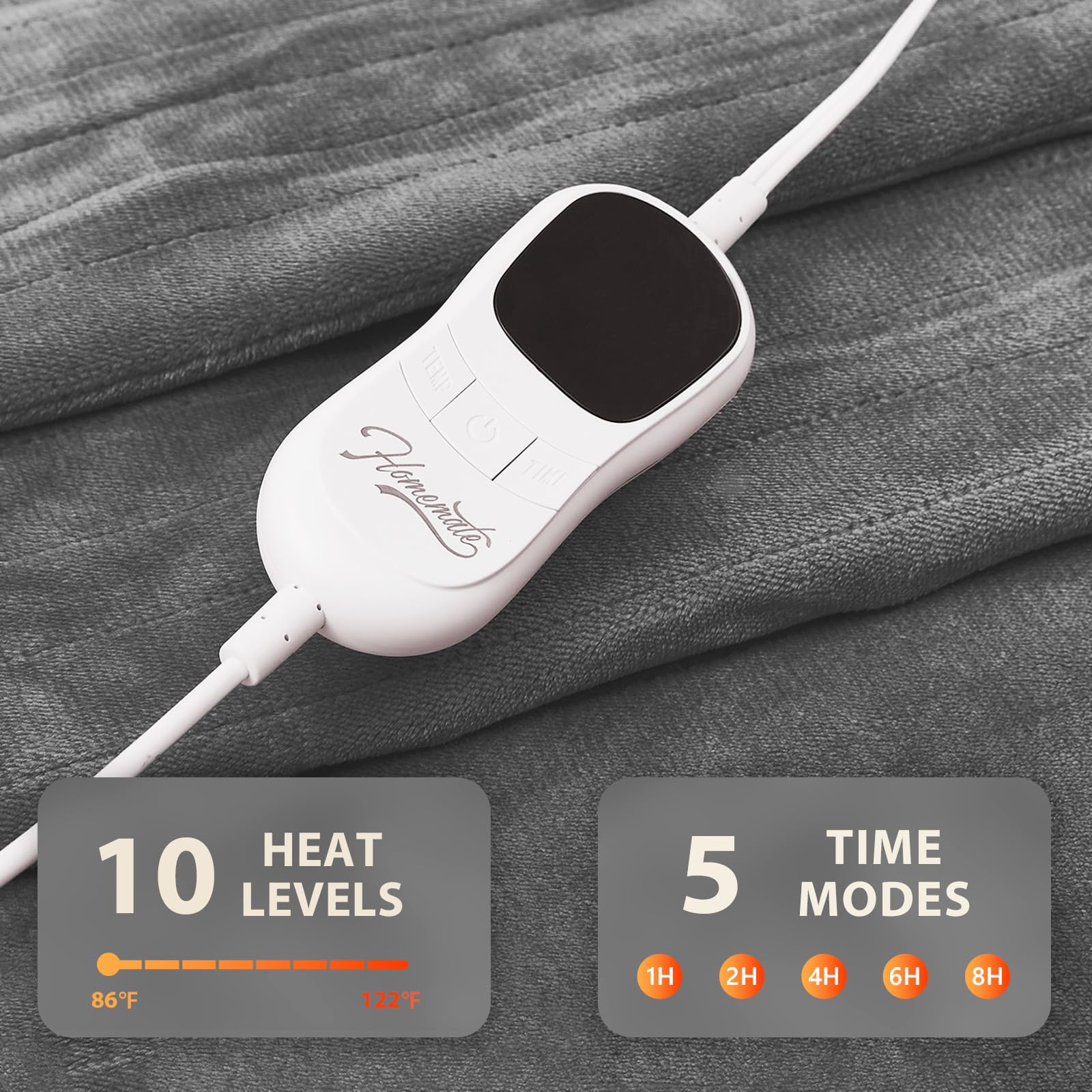 Homemate heated blanket throw large heating area for even warmth.