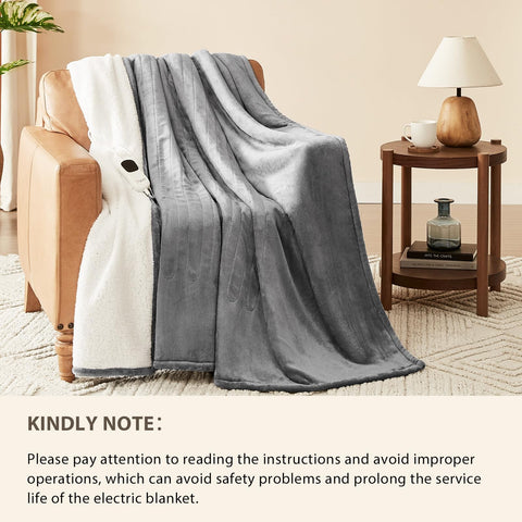 Homemate heated blanket throw with ETL and UL964 safety certifications.