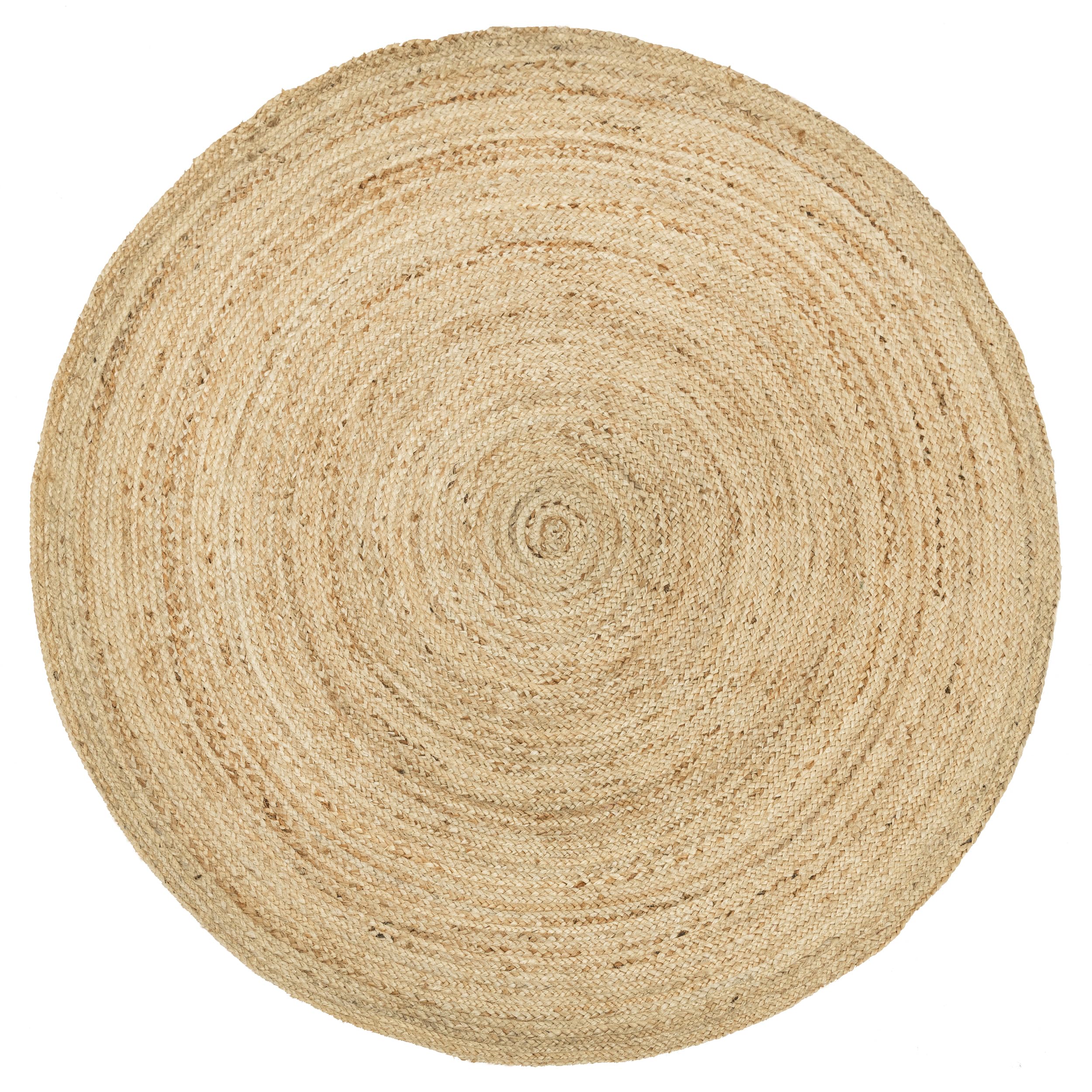 HOMEMONDE braided round jute rug closeup highlighting natural fibers and sturdy braiding