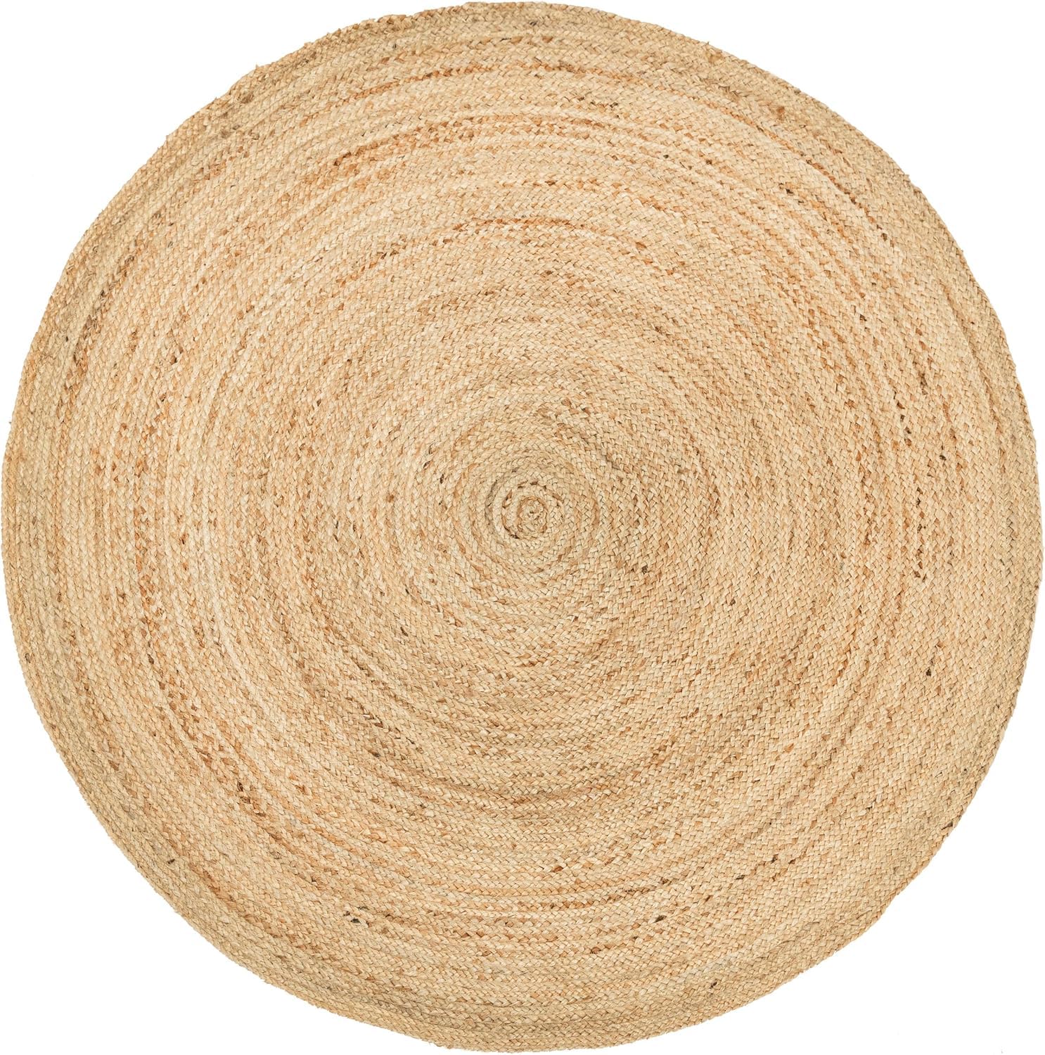 HOMEMONDE handwoven jute rug with round natural braided pattern for eco-friendly décor