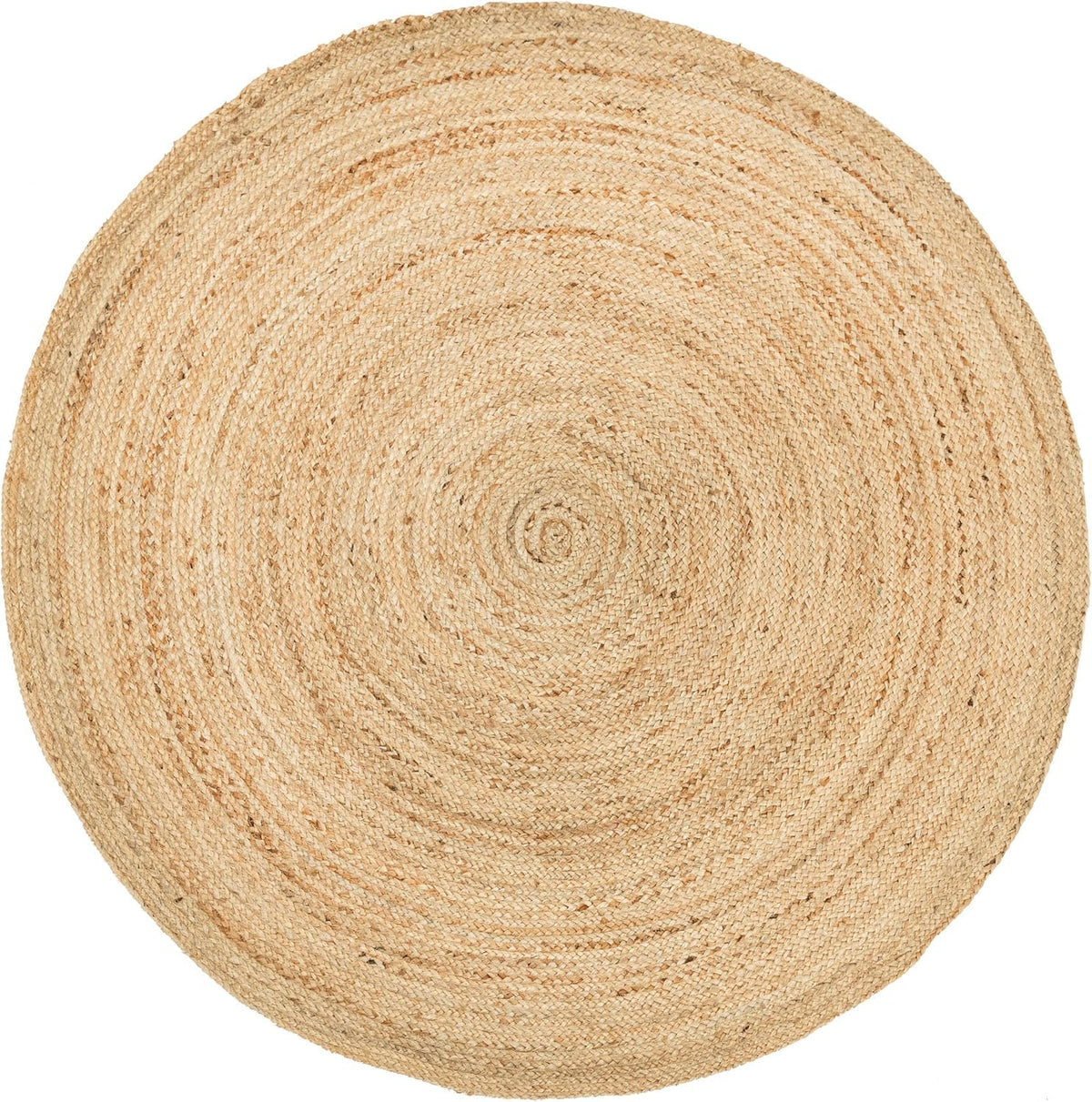 HOMEMONDE handwoven jute rug with round natural braided pattern for eco-friendly décor