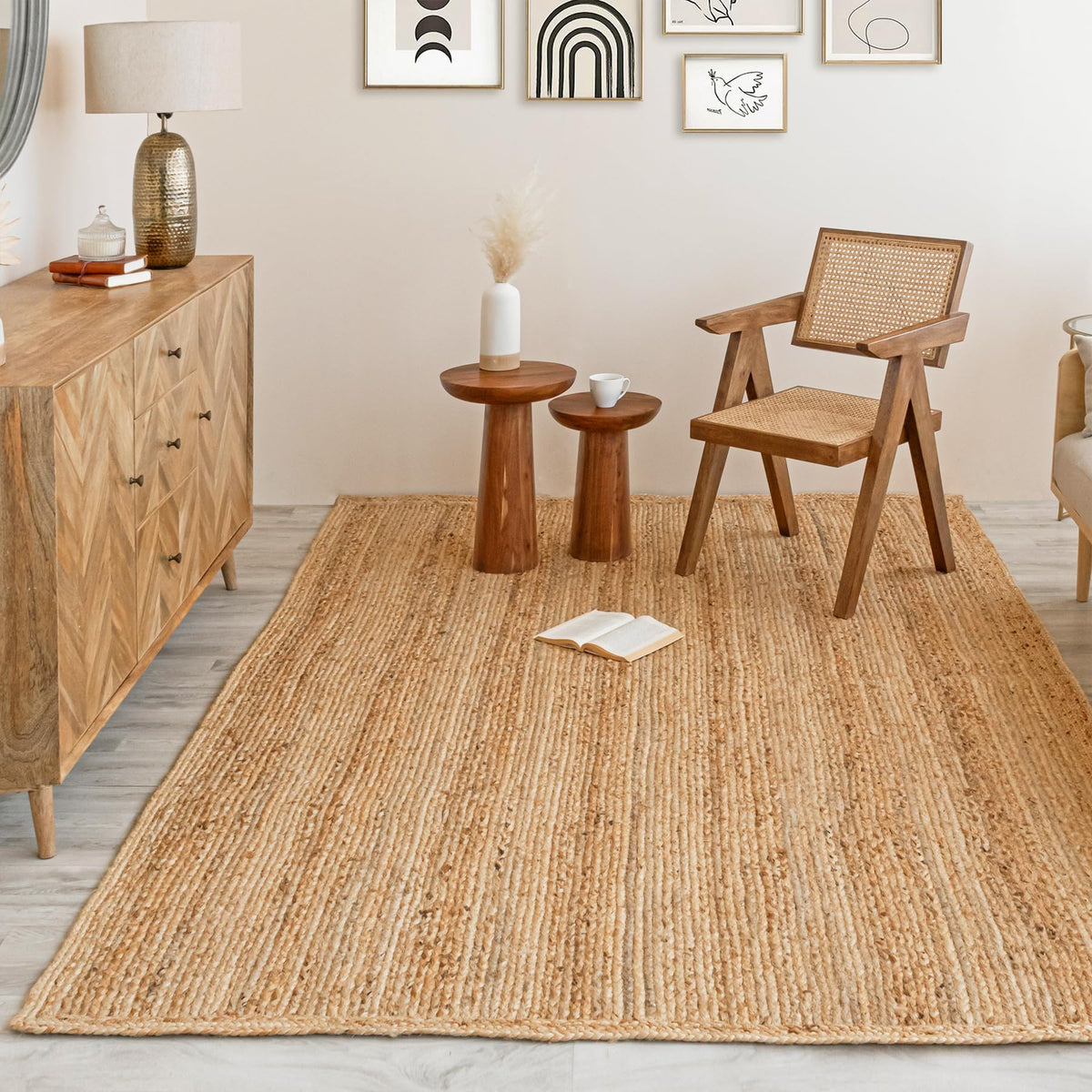 HOMEMONDE natural jute rug with braided weave for durable eco-friendly decor