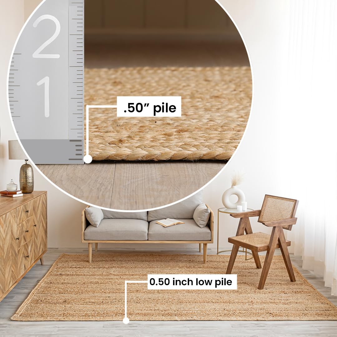 HOMEMONDE 6x9 rectangle jute rug for versatile room placement