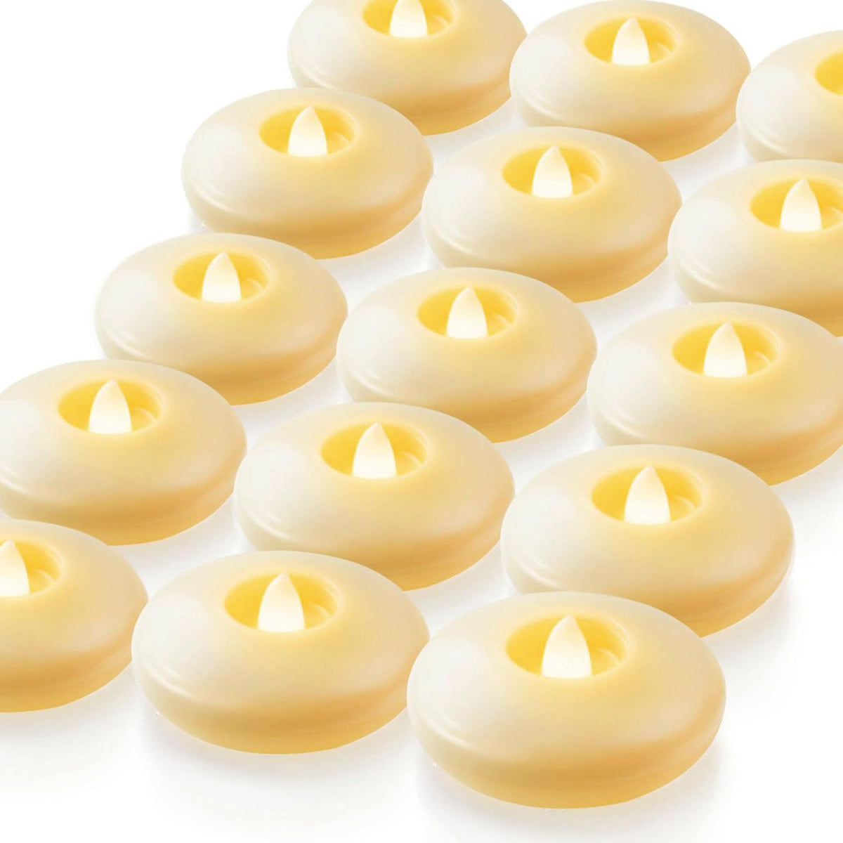 Homemory 24-pack 3-inch flameless floating candles illuminate elegant centerpieces