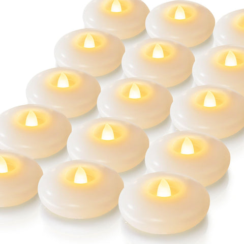 Homemory 3-inch floating tealights illuminate centerpieces with long-lasting LED glow.