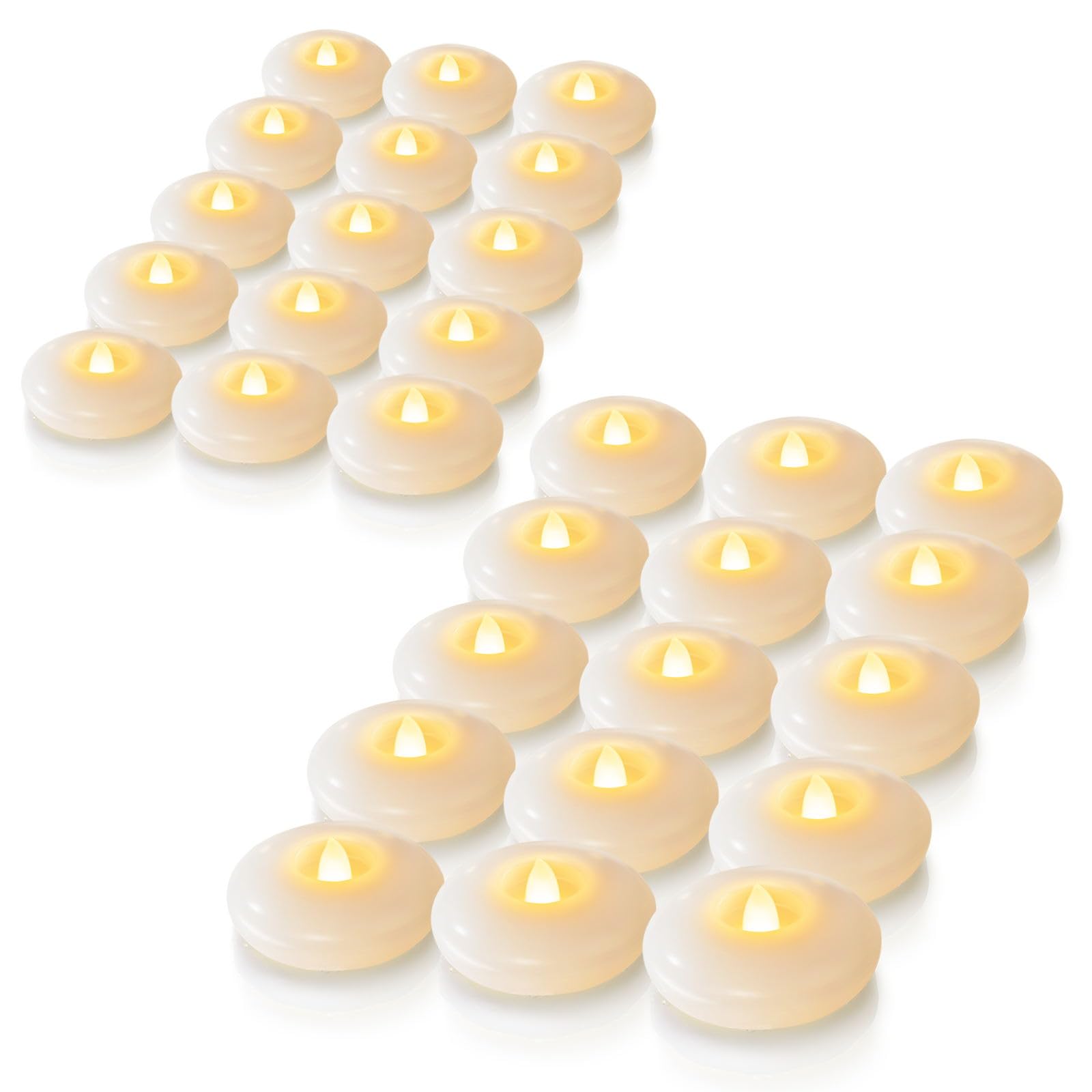 Homemory 48 pack 3 inch floating tealights on water for elegant centerpieces