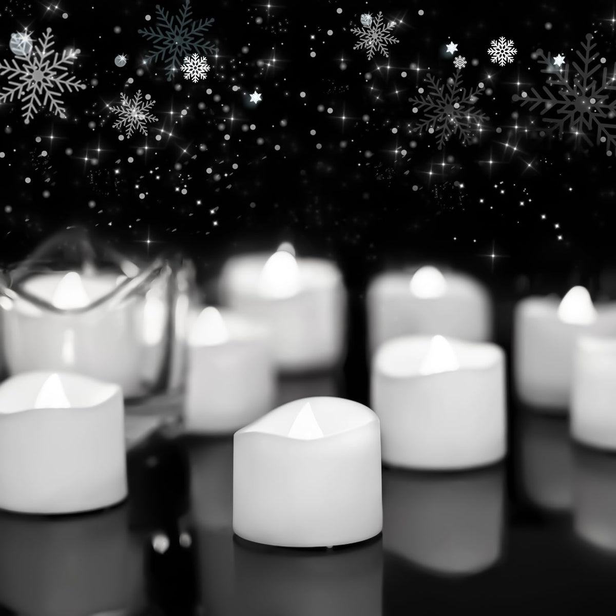 Homemory 48-pack cool white tea lights create warm wedding ambiance