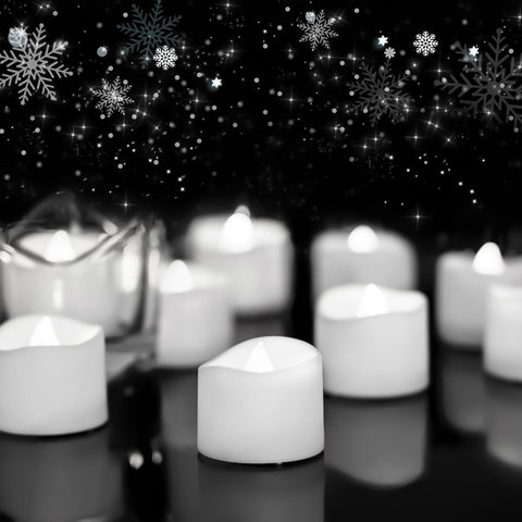 Homemory 48-pack cool white tea lights create warm wedding ambiance