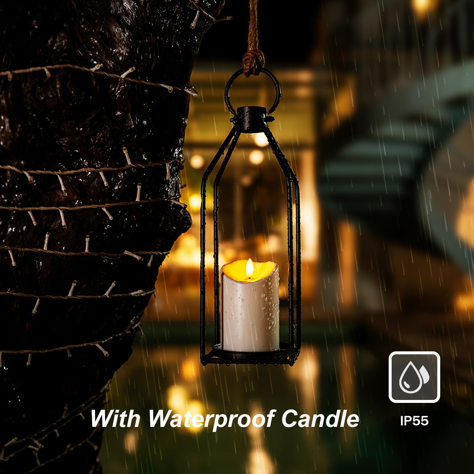 Homemory flameless candle small with lantern—safer, clean candlelight.