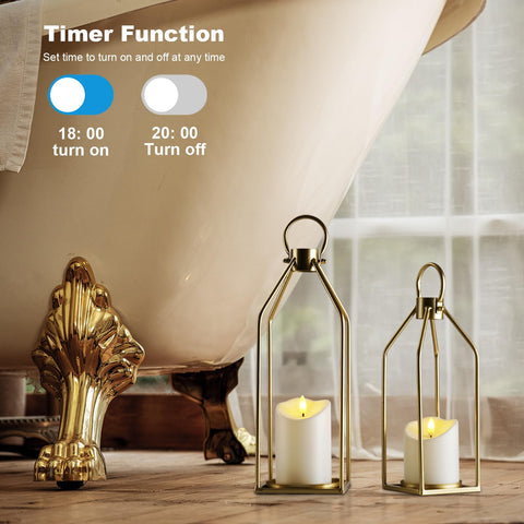 Homemory large gold lantern provides warm outdoor glow for patios and porches.