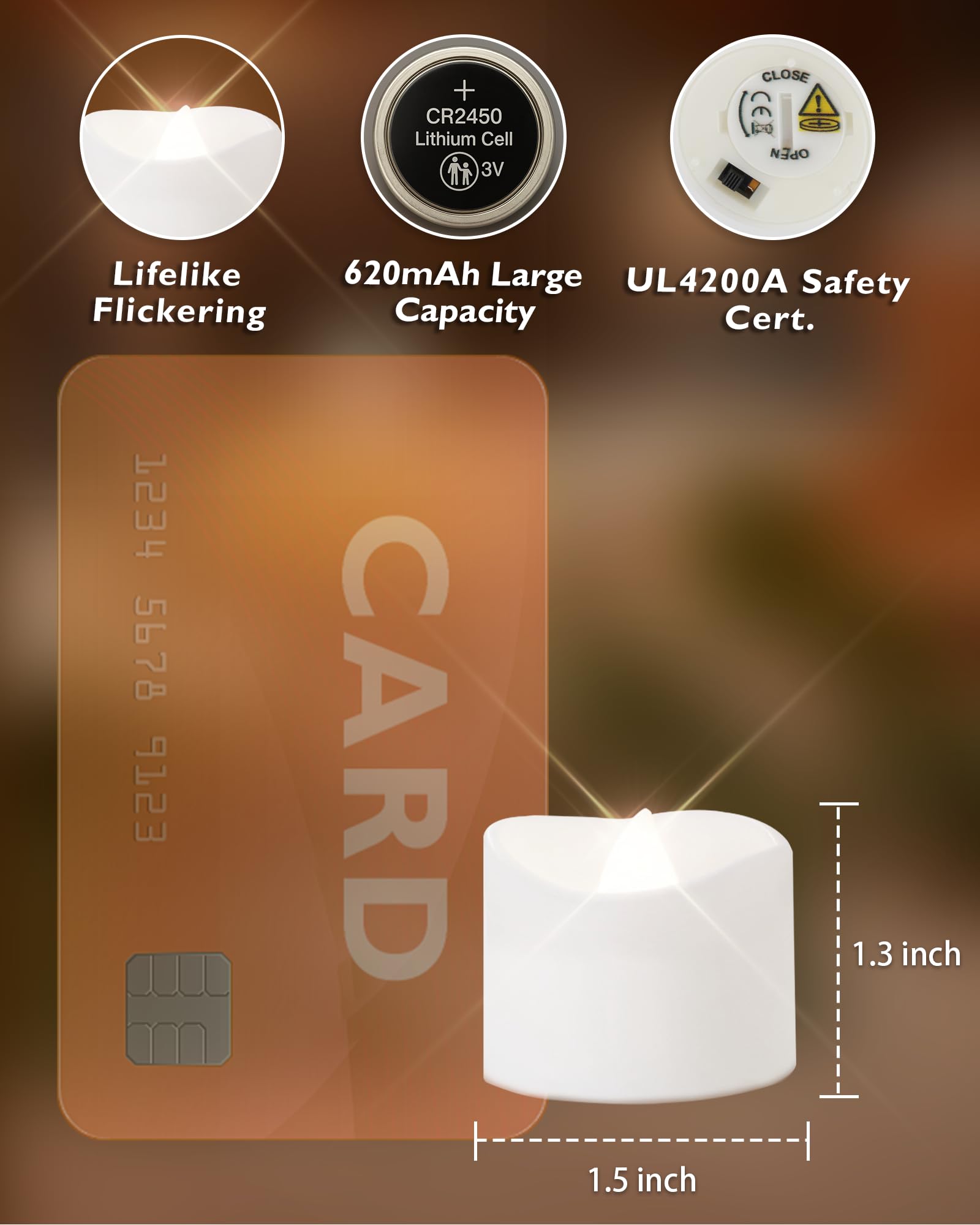 Homemory LED tea light with safe batteries reduces fire risk