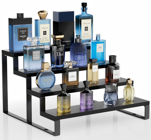 HomePekite wood cologne organizer 4-tier shows bottles neatly and saves counter space.