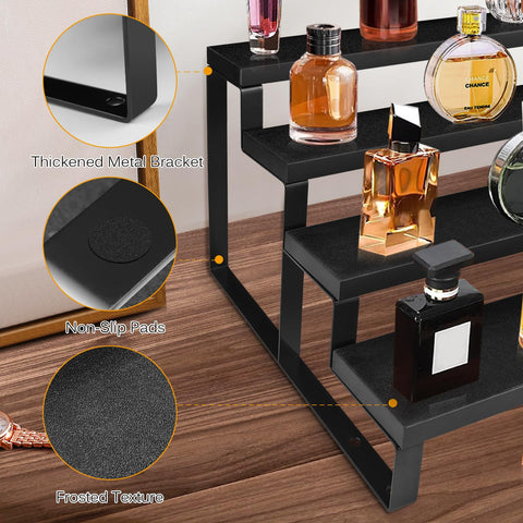HomePekite wood display stand vintage black matte finish blends with any decor.