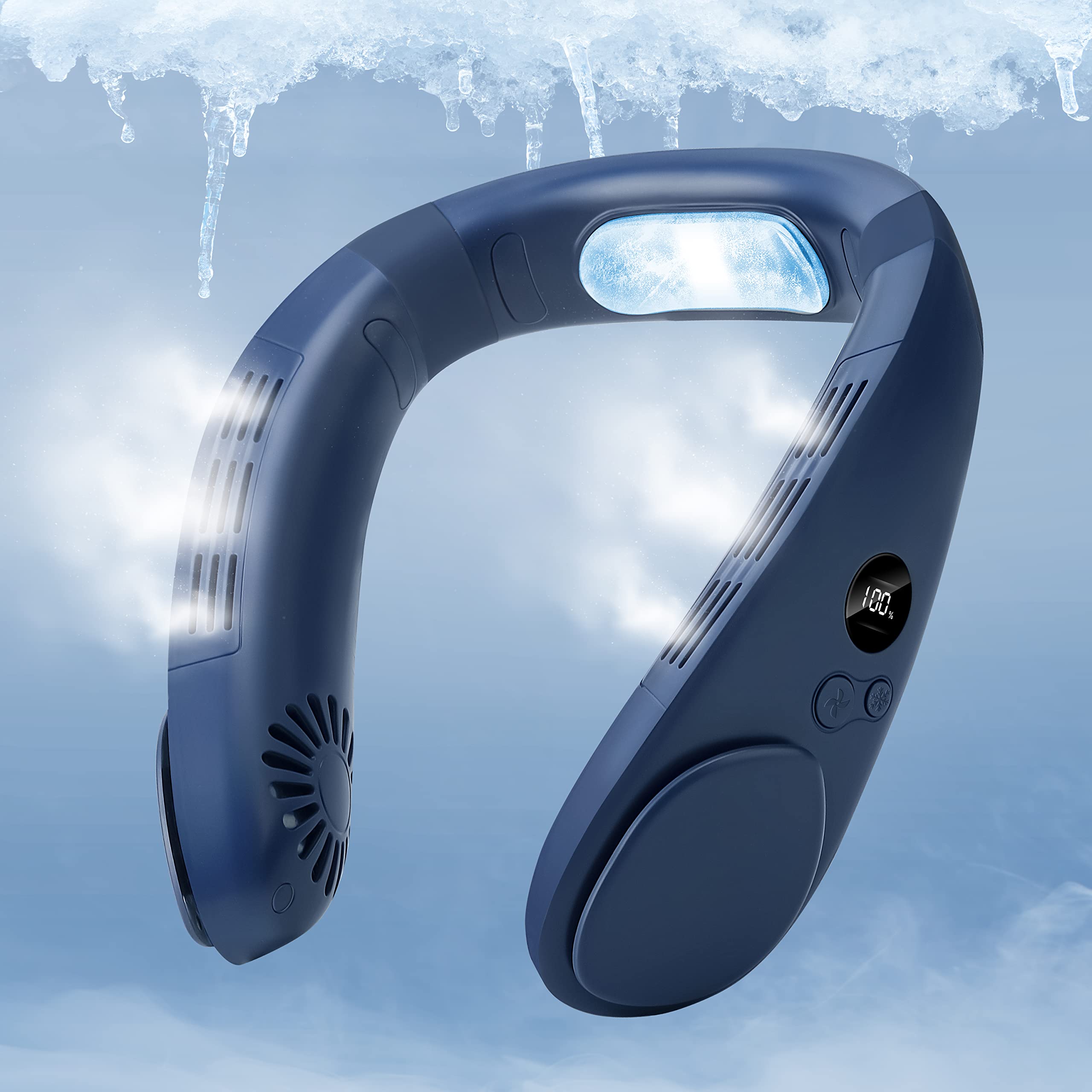 HomePlus cooling neck fan worn on the neck for portable personal cooling.