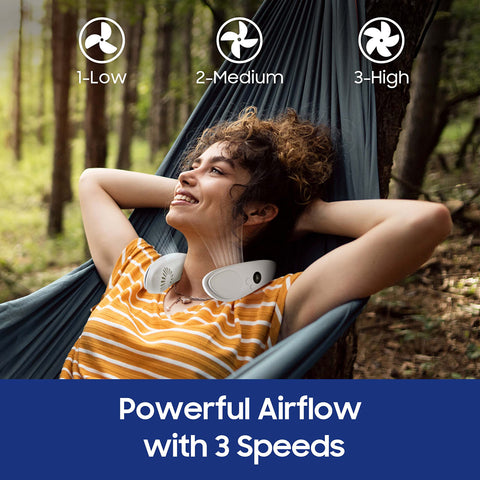 HomePlus neck fan with three speeds delivers customizable airflow.