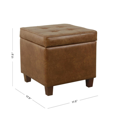 HomePop square tufted storage ottoman assembly detail for quick setup.