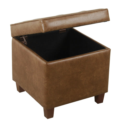HomePop square tufted storage ottoman empty state showing compact footprint.