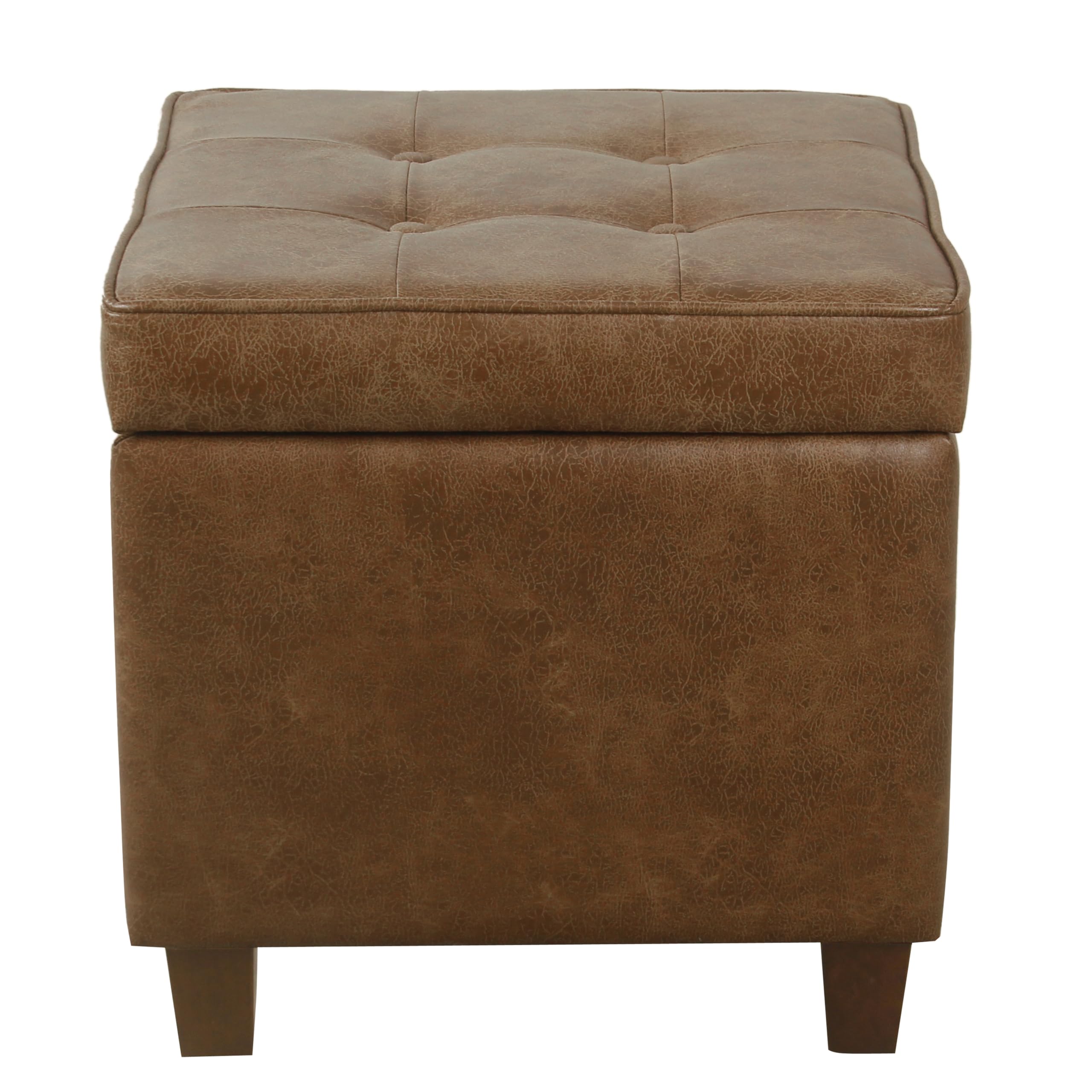 HomePop square tufted storage ottoman upholstery closeup displaying texture.