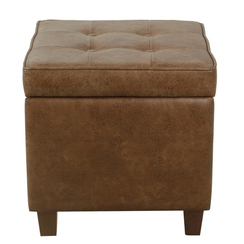 HomePop square tufted storage ottoman upholstery closeup displaying texture.