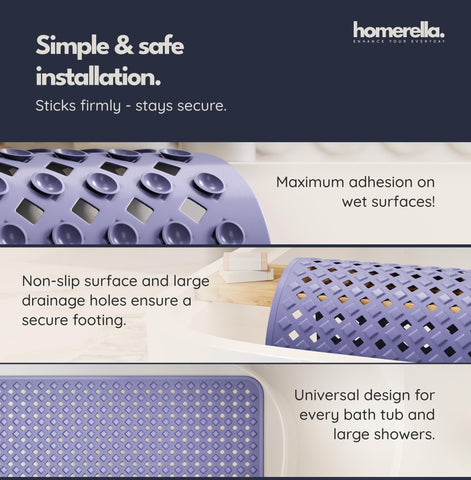 Homerella 100% BPA-free shower mat for a safer bathroom environment.