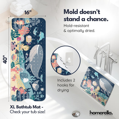 Homerella bath mat shows 200 suction cups for a strong non-slip grip