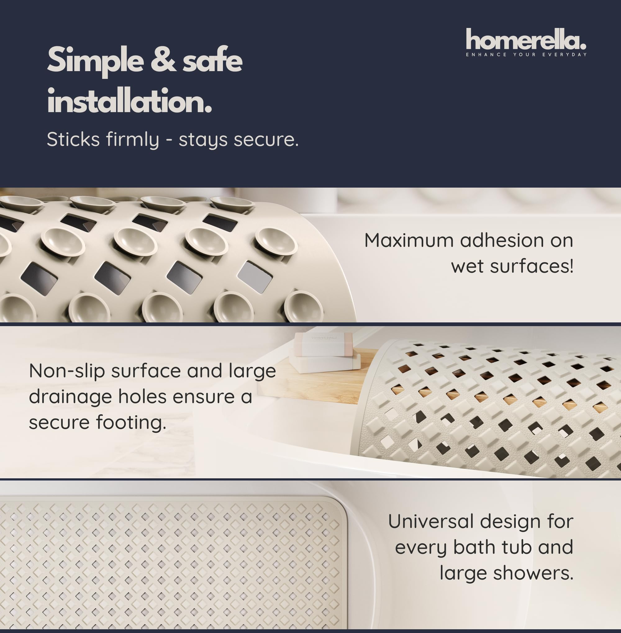 Homerella BPA-free and skin-friendly bath mat for sensitive skin