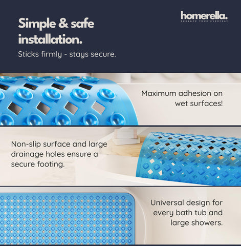 Homerella bath mat drainage holes promoting fast water drainage