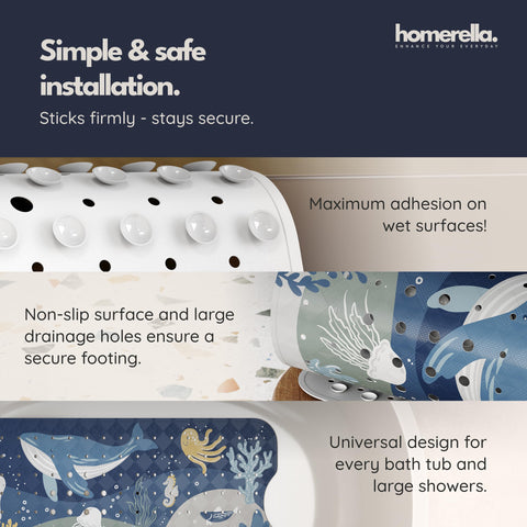 Homerella anti-mold design with drainage keeps the tub mat dry between uses.