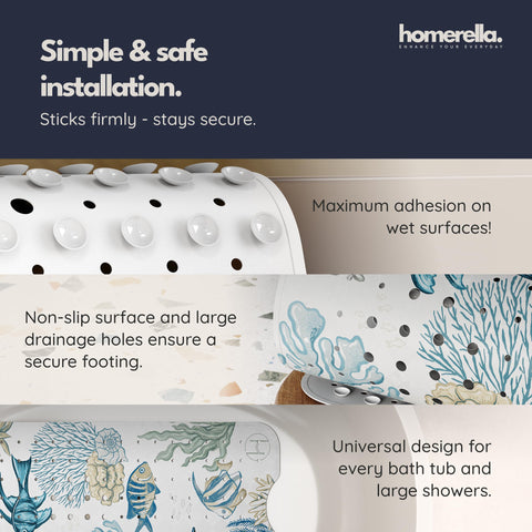 Homerella bath mat drainage holes prevent water pooling and mold.
