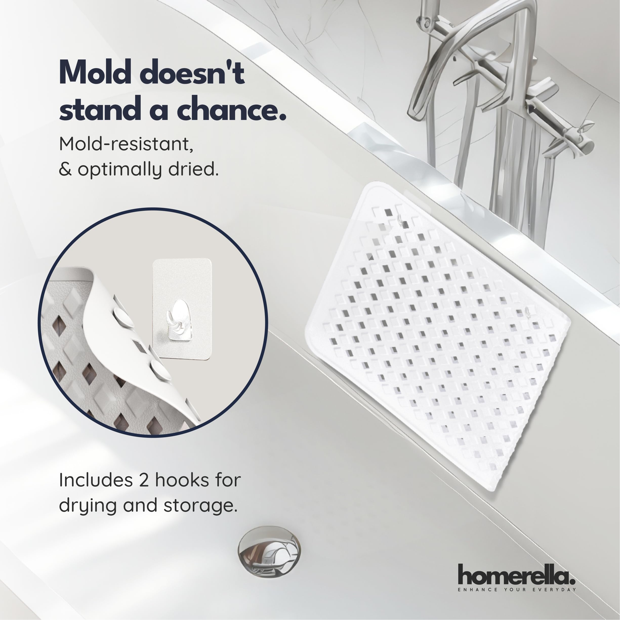 Homerella extra-long bath mat covers more area for safety