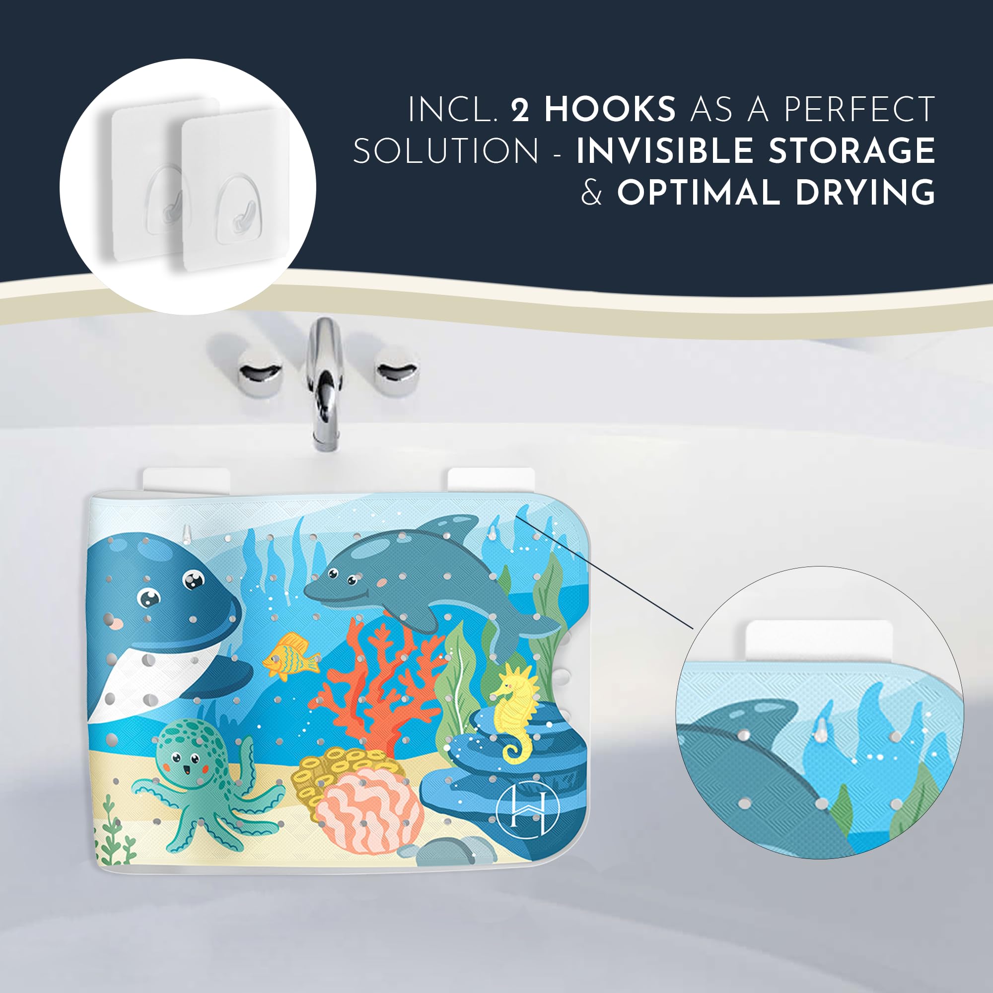 Homerella anti-mold design with drainage holes promotes quick drying.
