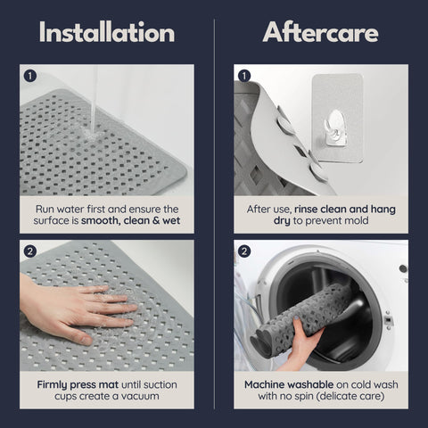 Homerella machine-washable bath mat stays fresh with cold wash.