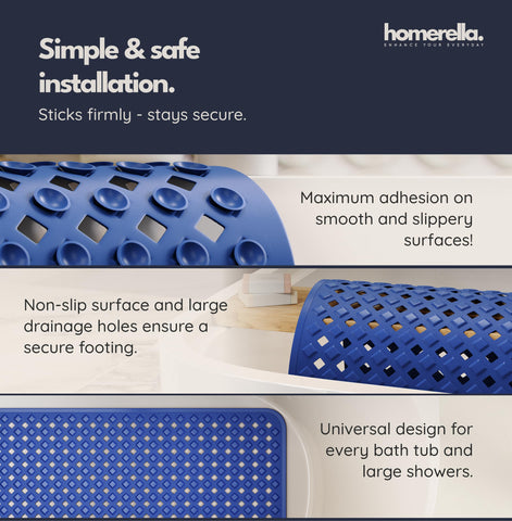 Homerella bath mat machine washable for easy cleaning and maintenance.