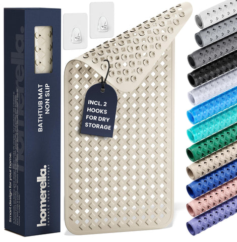 Homerella bathtub mat non-slip with suction cups for secure grip