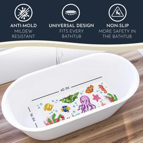 Homerella bath mat close-up showing strong suction cups for grip.
