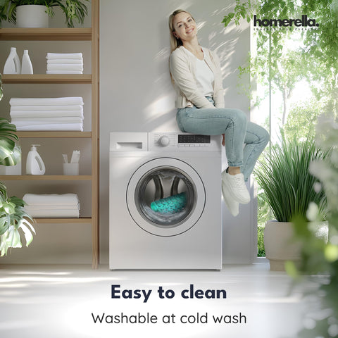 Homerella mildew-resistant mat stays fresh with regular washing.