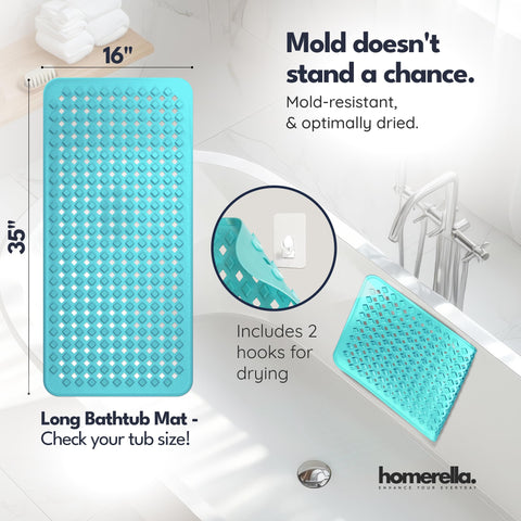 Homerella drain-friendly mat with large holes for fast water drainage.